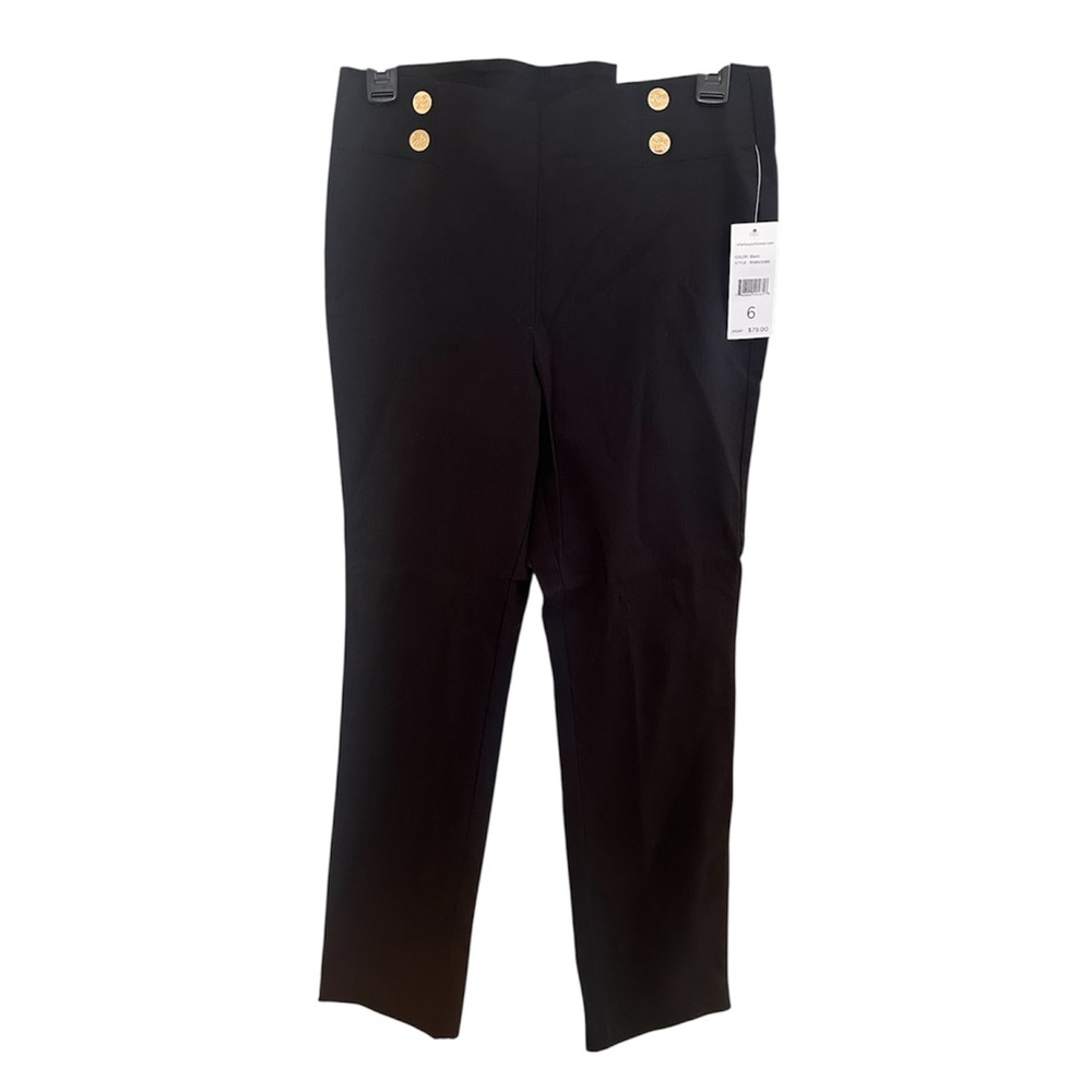 Rafaella Black Straight Leg Pants with Gold Buttons